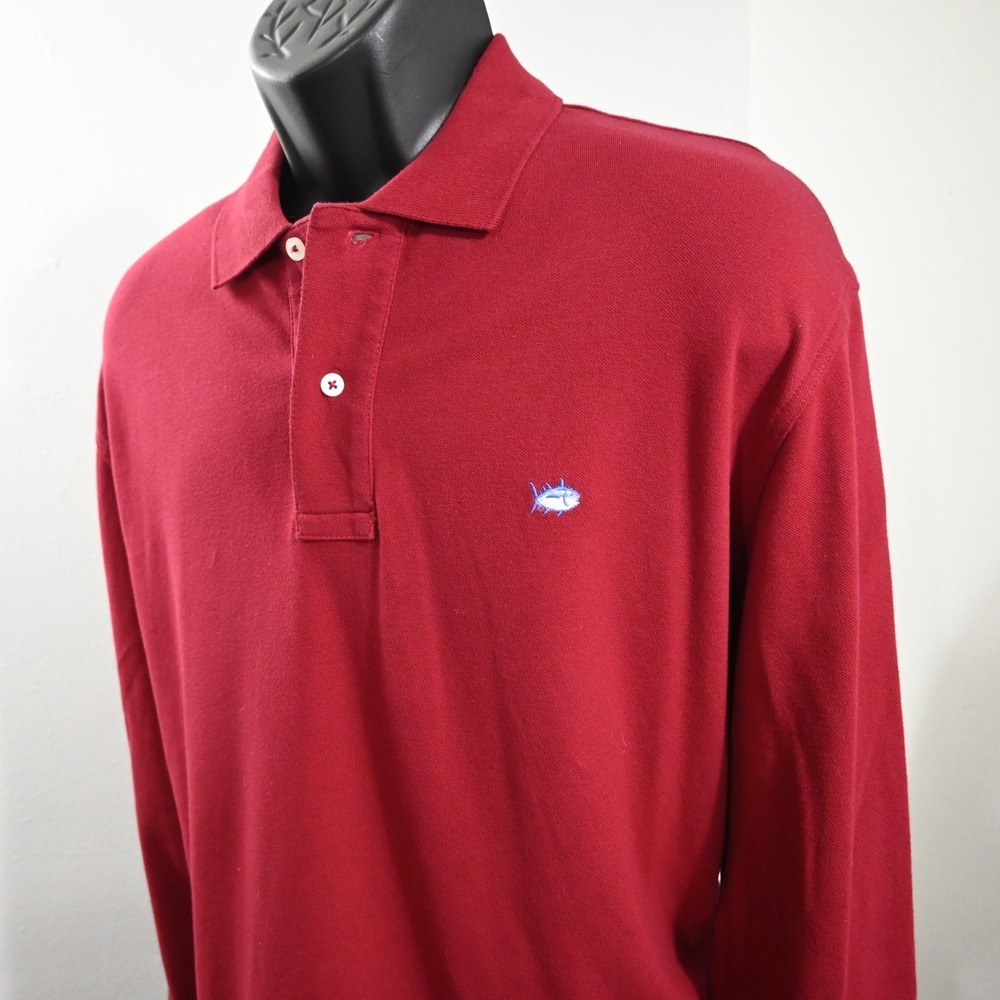 Southern Tide SkipJack Long Sleeve Golf Polo Red Cotton Stretch Mens Size XL